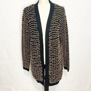 COC Clothing Obsessed Clothing Black Tan Cardigan Sweater Sz 3XL 100% Polyester